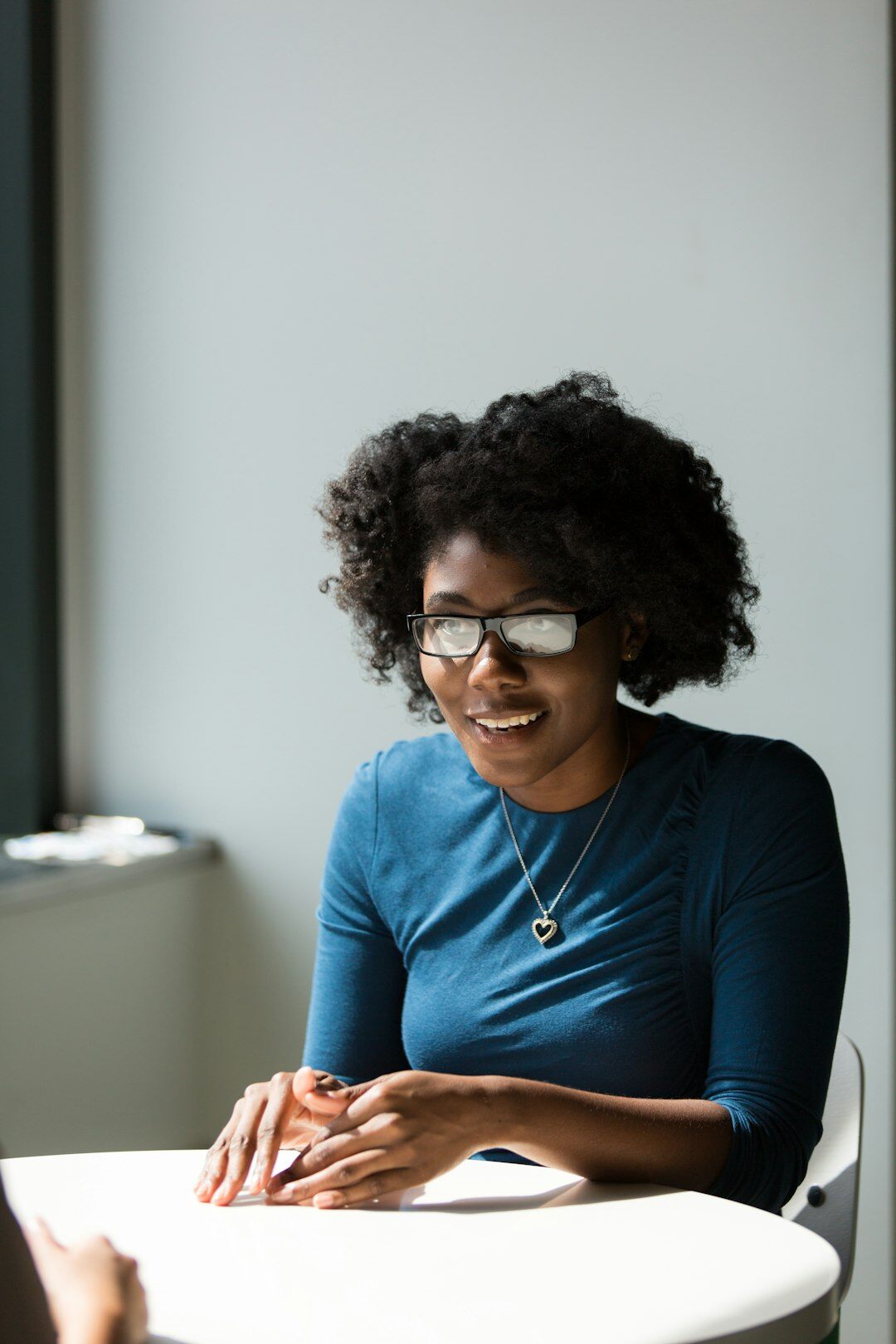 woman practicing interview questions