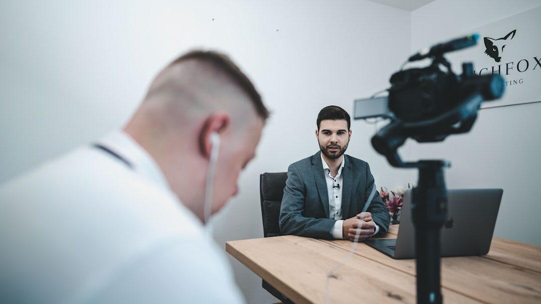young journalist preparing interview